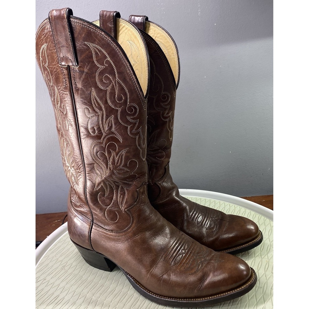 Justin Men's Brown Leather Western‎ Cowboy Riding Rodeo Boots Size 9D